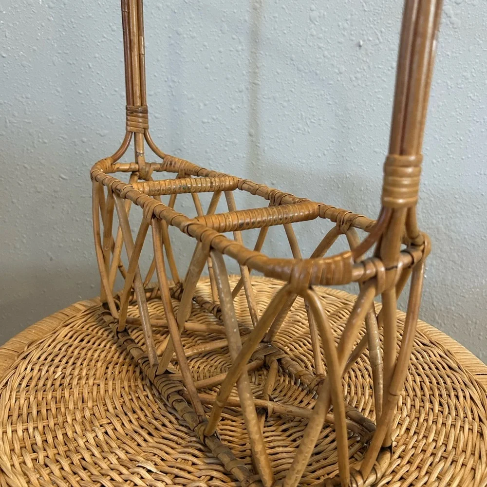 Vintage Rattan Wicker Woven Wine Bottle Holder